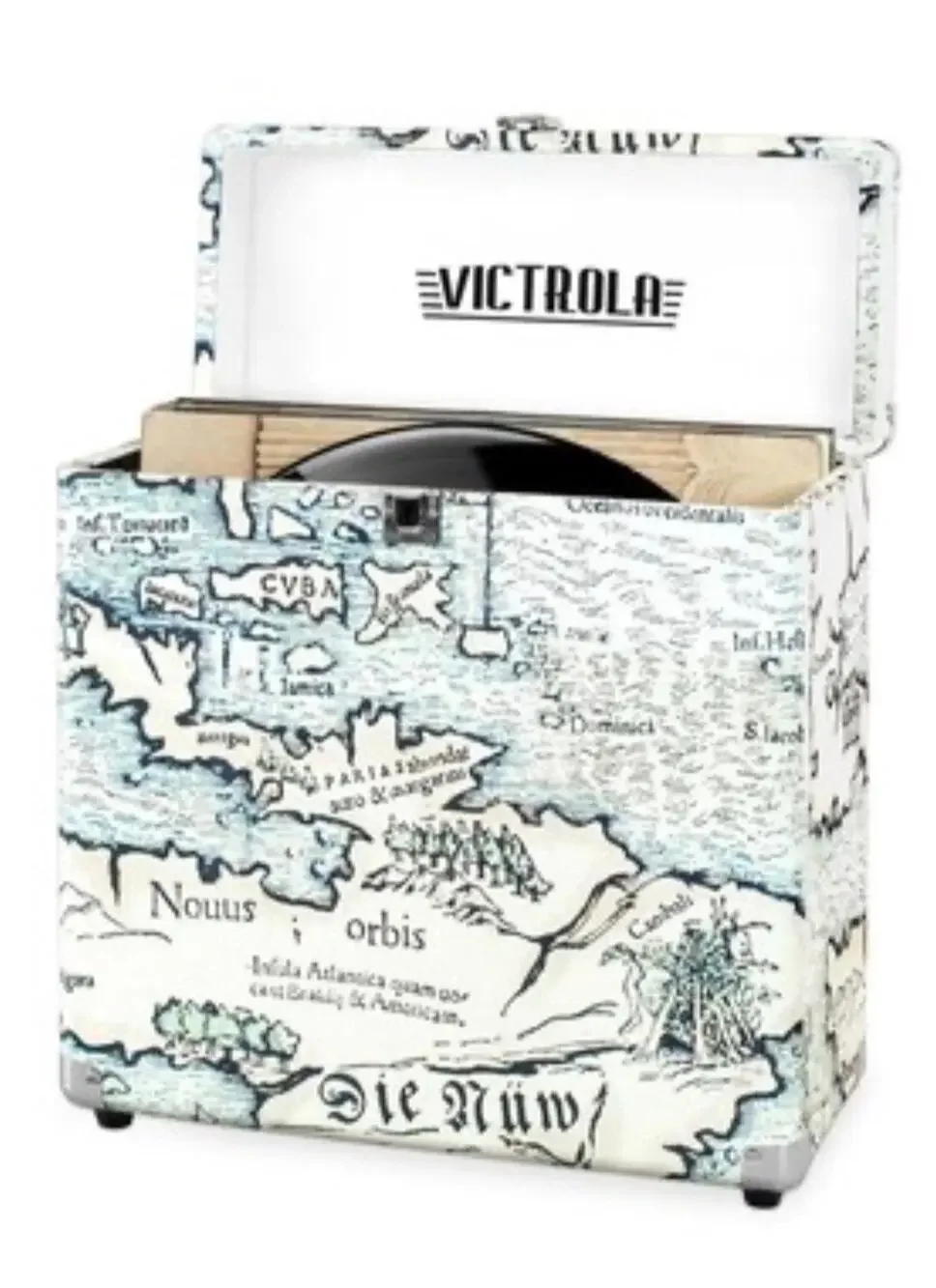 Victrola Vinyl Records Storage Case Map Design - Holds 30